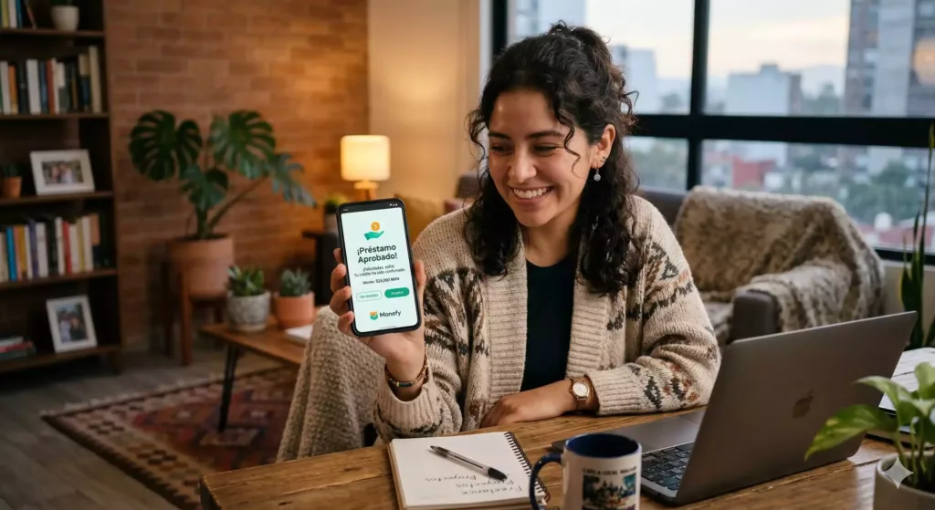 Apps de préstamos México mostradas en celular con aprobación rápida de dinero