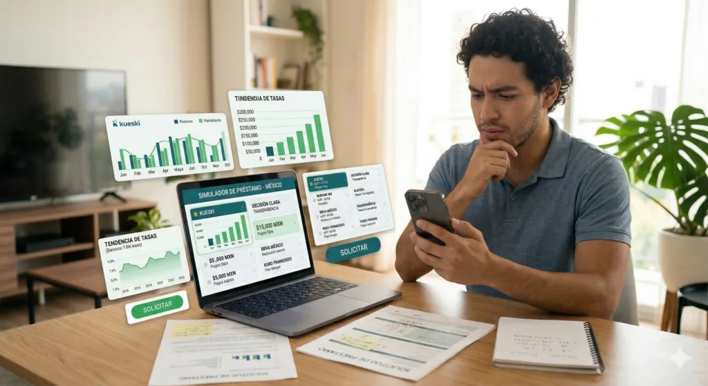 requisitos para prestamo mexico con documentos y persona revisando credito